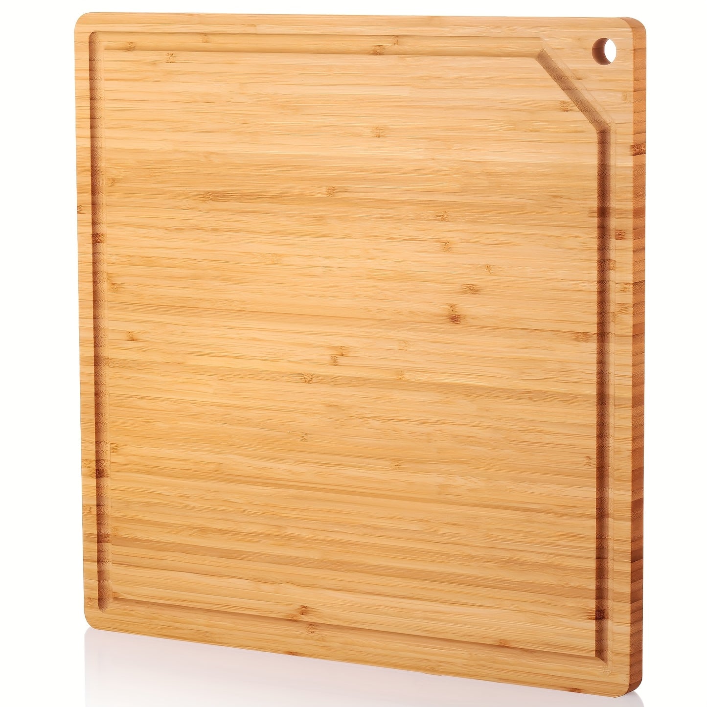 Large Stove Cutting Board 20 X 20 Burner Cover Square Rv Chopping Board With Hole Grooved For Oven Apartment Kitchen (Bamboo)