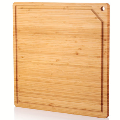 Large Stove Cutting Board 20 X 20 Burner Cover Square Rv Chopping Board With Hole Grooved For Oven Apartment Kitchen (Bamboo)